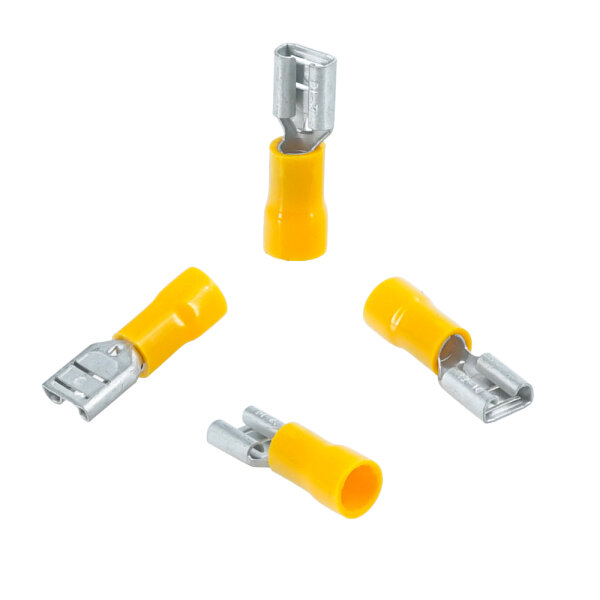 10 Stück PVC Flachsteckhülse Teilisoliert 4,0 - 6,0 mm² / 6,4 x 0,8 mm Gelb