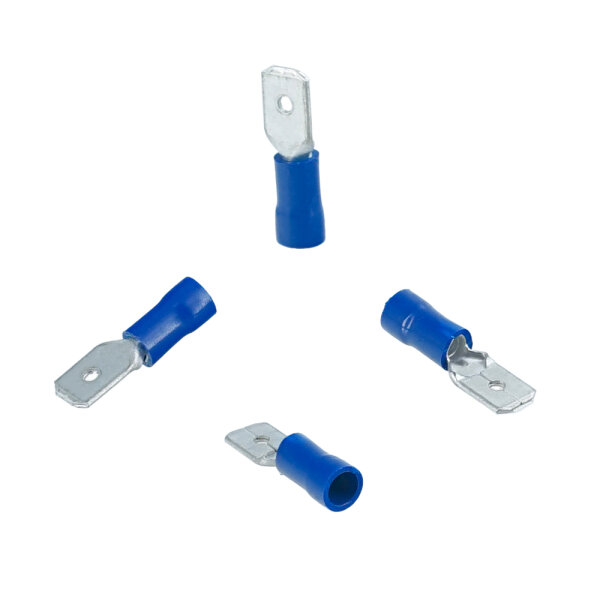100 Stück PVC Flachstecker 1,5 - 2,5 mm² / 6,35 x 0,8 mm Blau