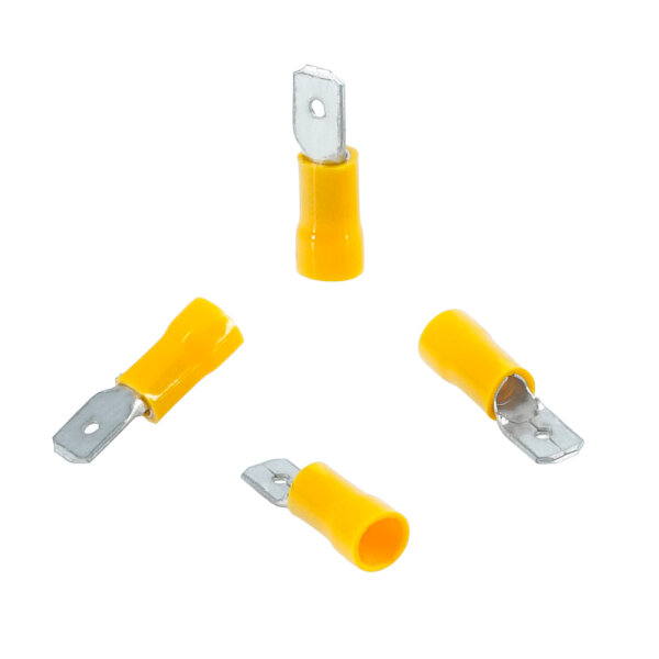 10 Stück PVC Flachstecker 4,0 - 6,0 mm² / 6,35 x 0,8 mm Gelb