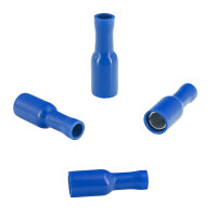 100 Stück PVC Rundsteckhülse Vollisoliert Blau...