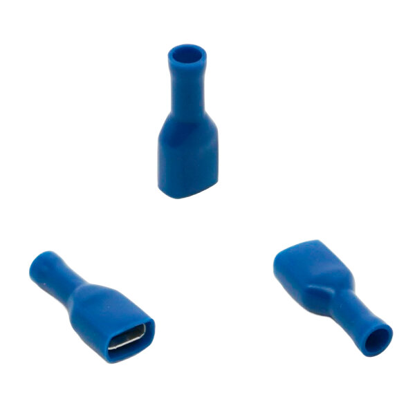 10 Stück PVC Flachsteckhülse Vollisoliert 1,5 - 2,5 mm² / 6,4 x 0,8 mm Blau
